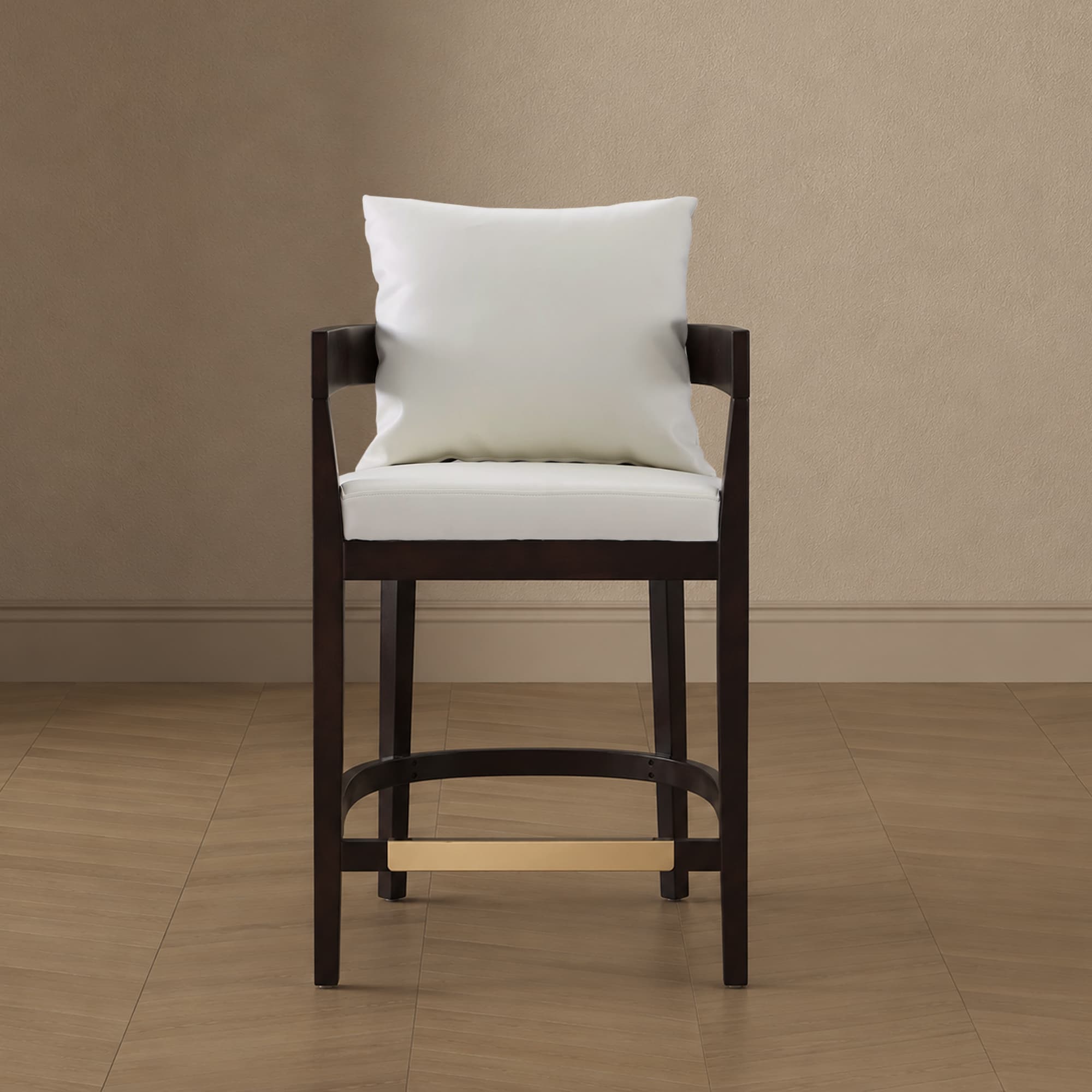 Ritz Wood Upholstered Counter Stool in Ivory