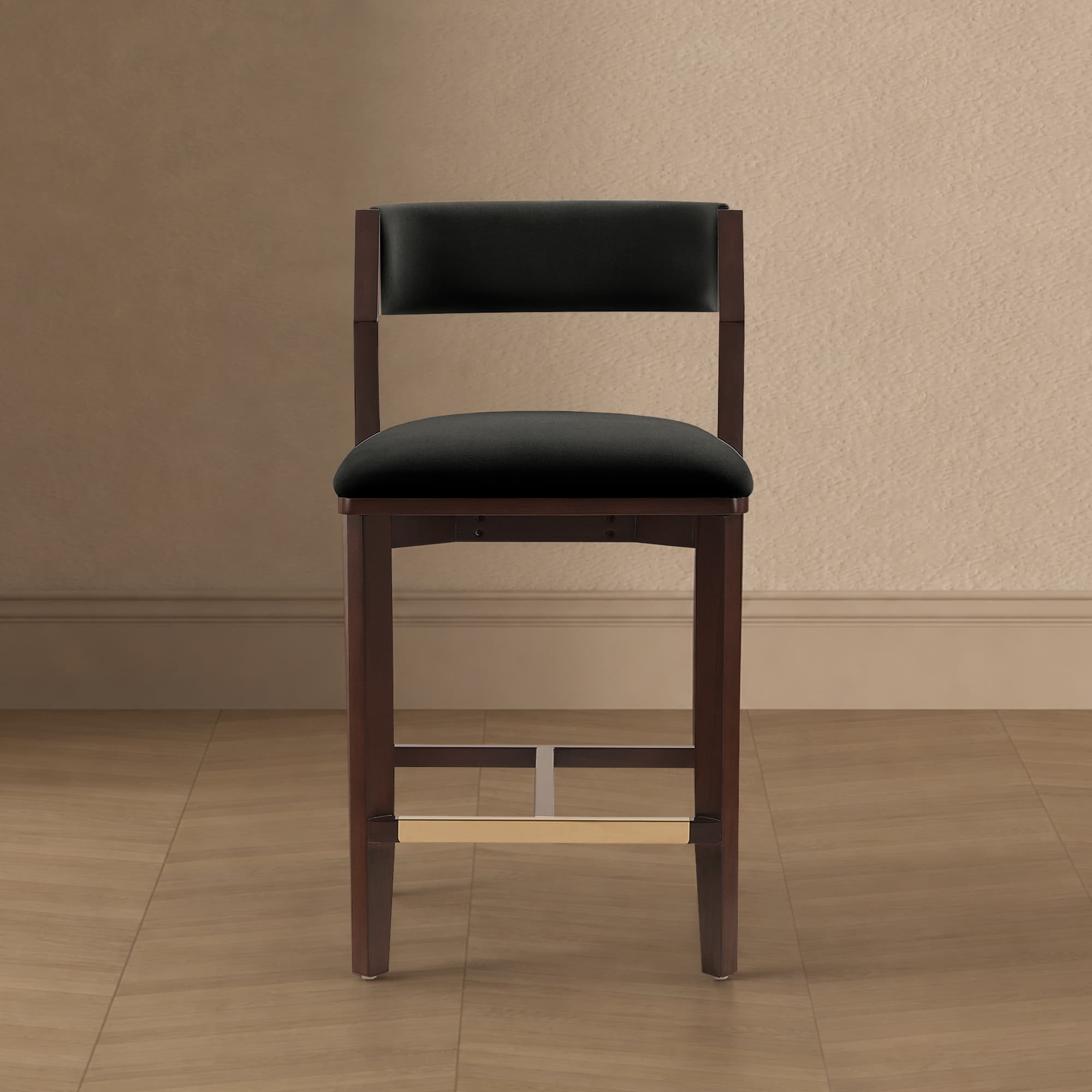 Patricia Wood Upholstered Counter Stool in Black