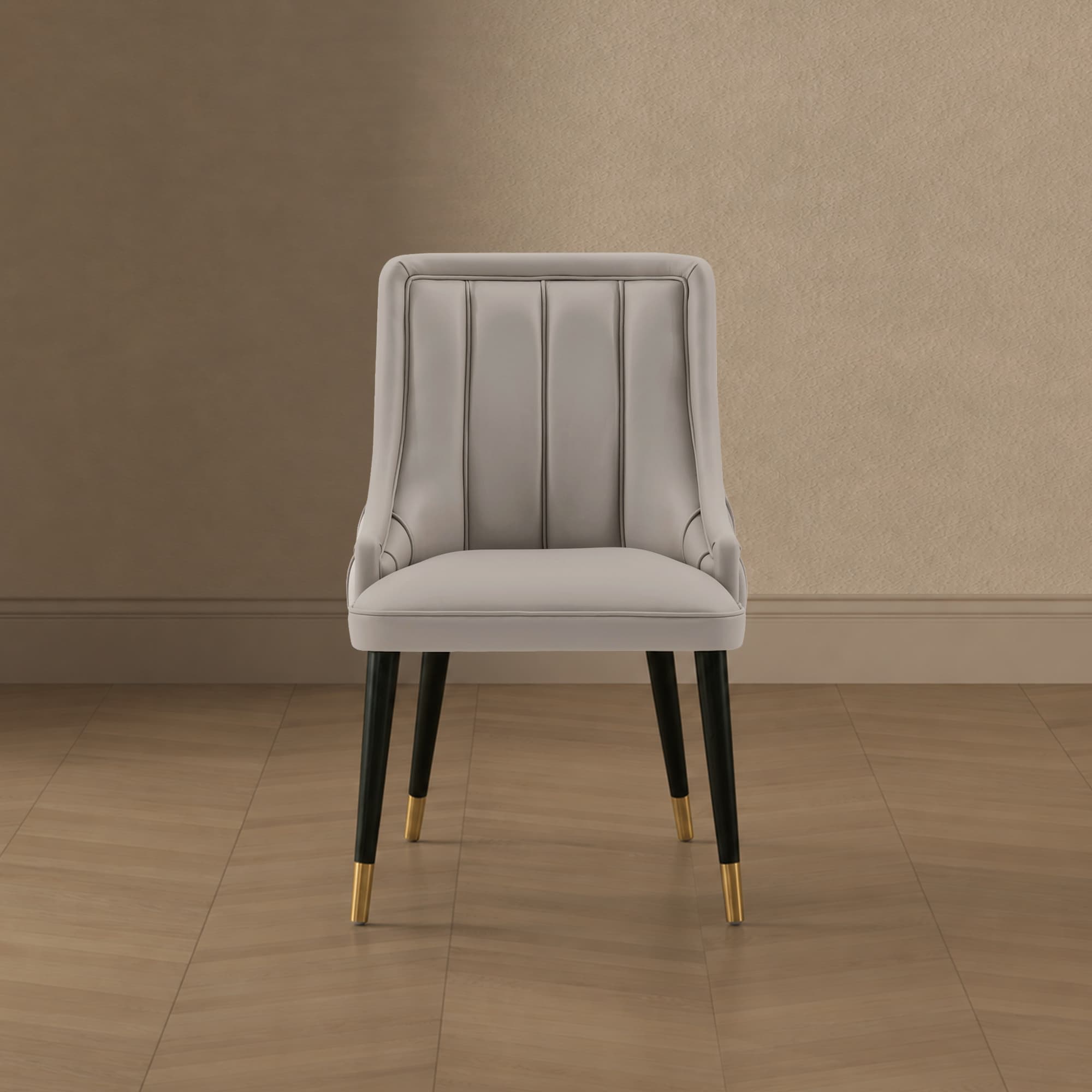 Eda Wood Upholstered Accent Chair in Light Grey