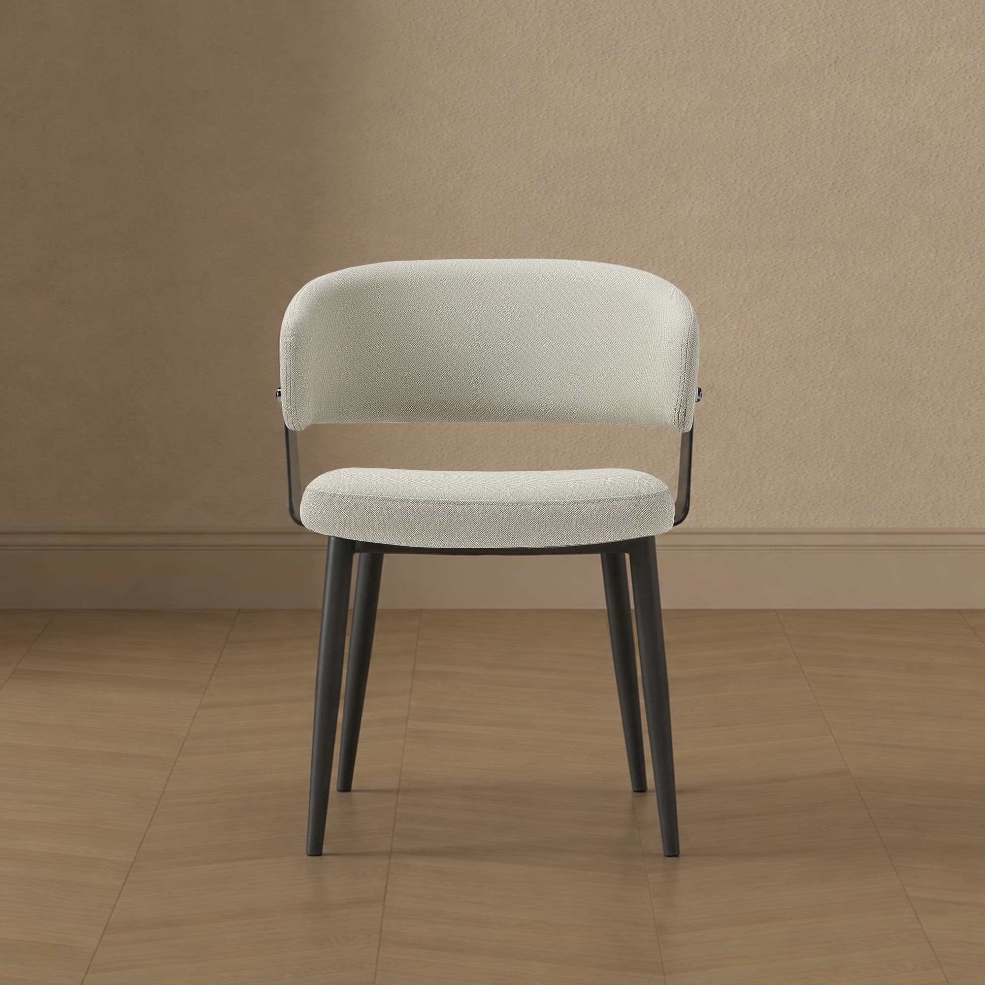 Luce Metal Textured Vegan Leather Dining Chair in Oatmeal
