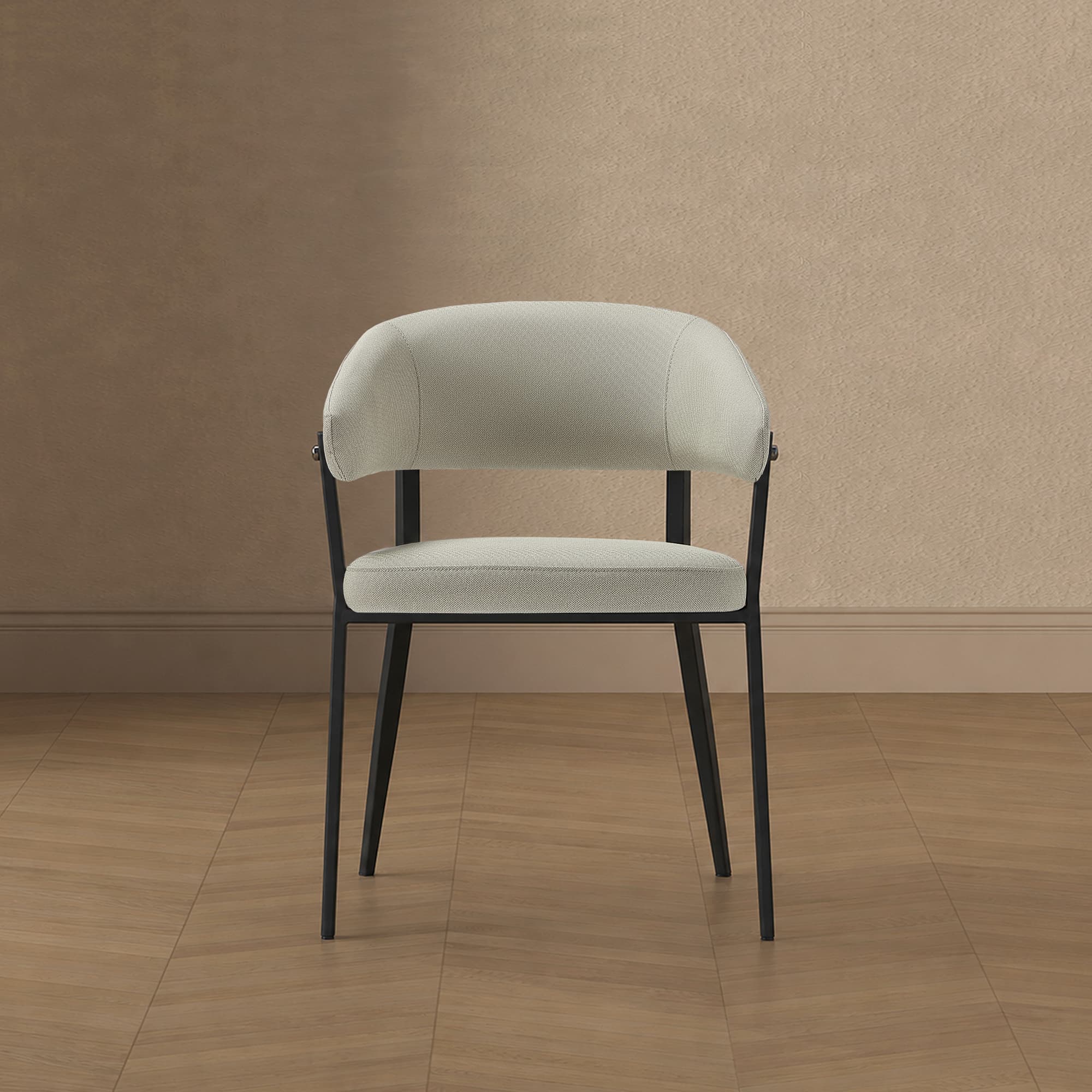 Belle Metal Upholstered Dining Chair in Oatmeal