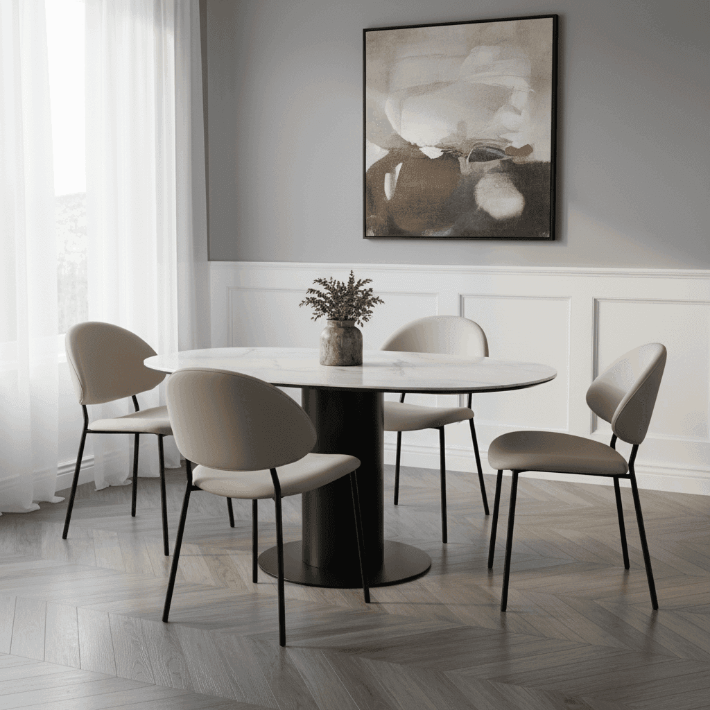 Haven Metal Vegan Leather Side Chair in Stone Gray - Set of 4