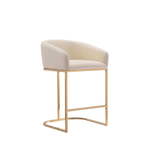 Louvre Metal Upholstered Counter Stool in Cream
