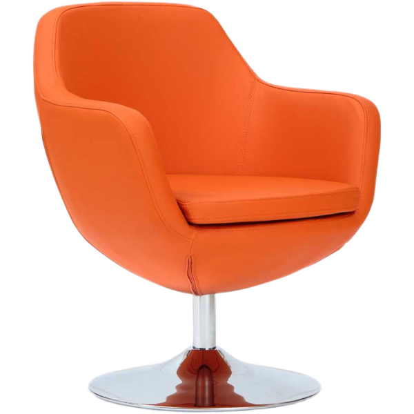 Caisson Upholstered Swivel Lounge Chair in Orange