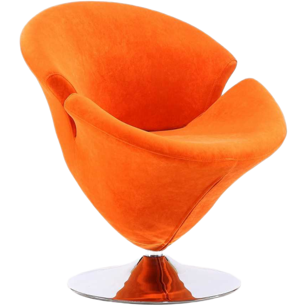 Tulip Velvet Swivel Lounge Chair in Orange