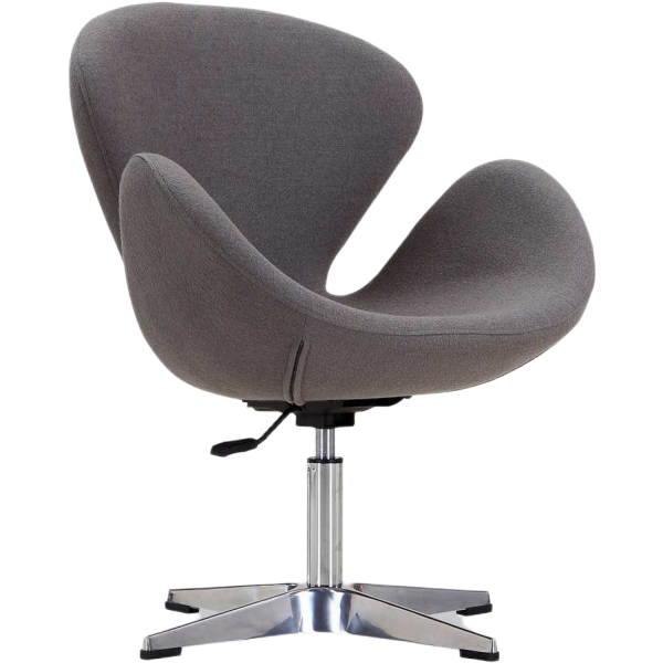 Raspberry Upholstered Swivel Lounge Chair in Weathered Grey
