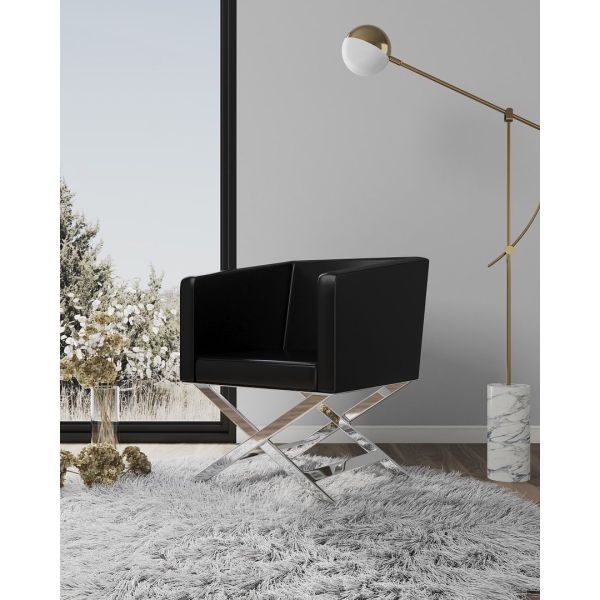 Hollywood Vegan Leather Armchair in Black