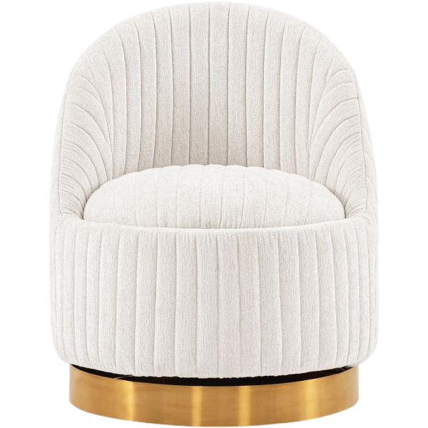 Leela Chenille Swivel Lounge Chair in Cream