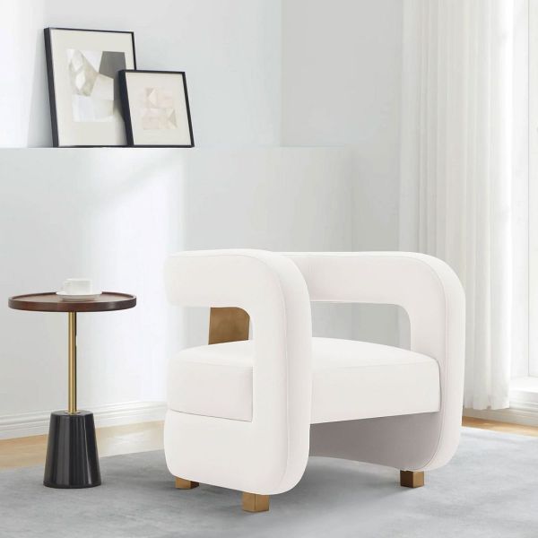 Amirah Velvet Accent Chair in White