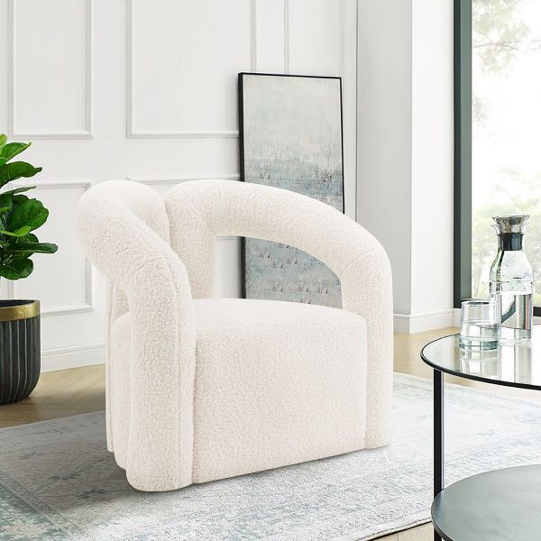 Darian Boucle Armchair in White