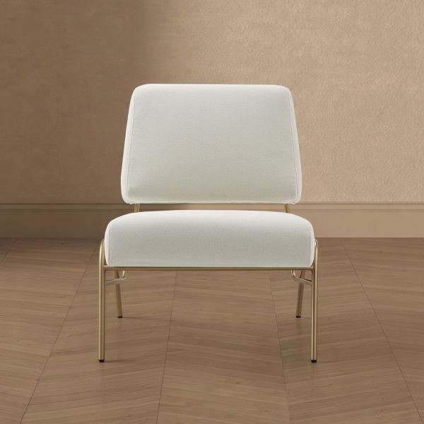 Serenity Metal Upholstered Lounge Chair in Ecru