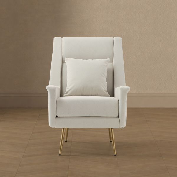 Vista Metal Upholstered Lounge Chair in Ecru