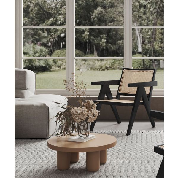 Hamlet Cane Back Wood Armchair in Black and Natural