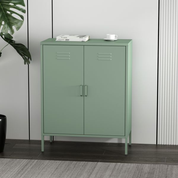 Naomi 32" Metal Accent Cabinet in Sage Green