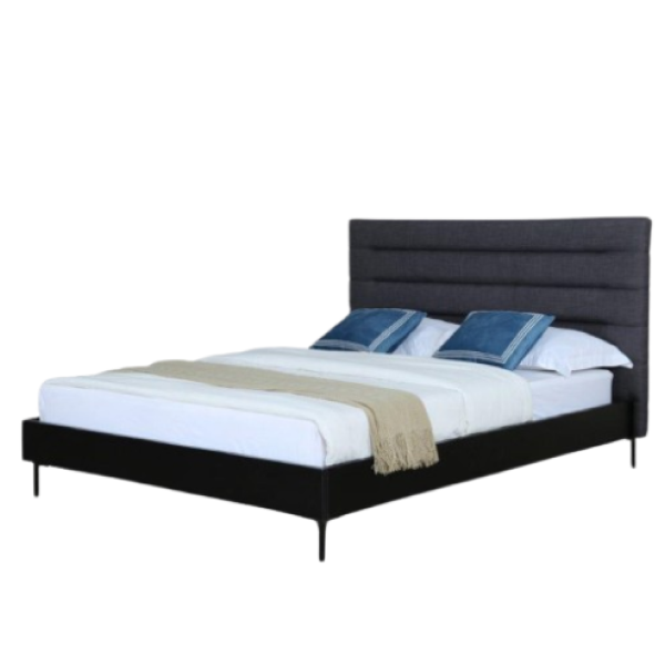 Schwamm Upholstered Woven Blend Full Bed in Weathered Grey