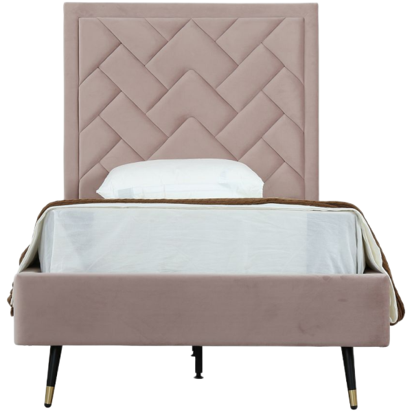 Crosby Upholstered Velvet Twin Bed in Blush