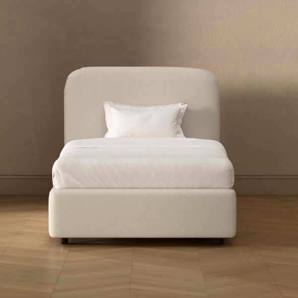 Flair Rounded Upholstered Twin Bed in Linen