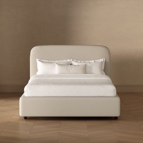 Flair Rounded Upholstered Full Bed in Linen