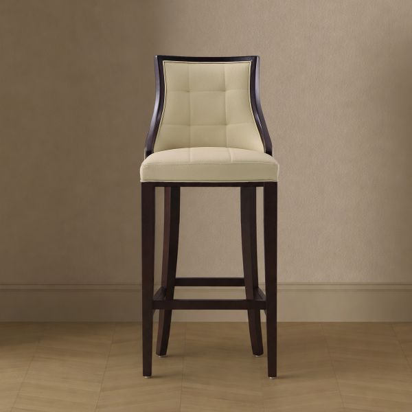Fifth Avenue Wood Upholstered Barstool in Cream