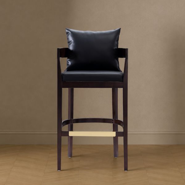 Ritz Wood Upholstered Barstool in Black