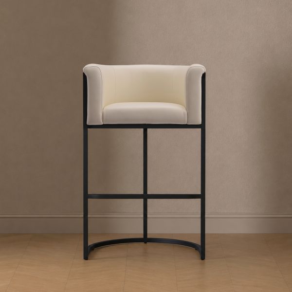 Cosmopolitan Metal Upholstered Barstool in Cream