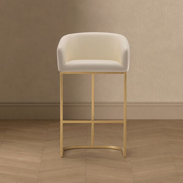 Louvre Metal Upholstered Barstool in Cream