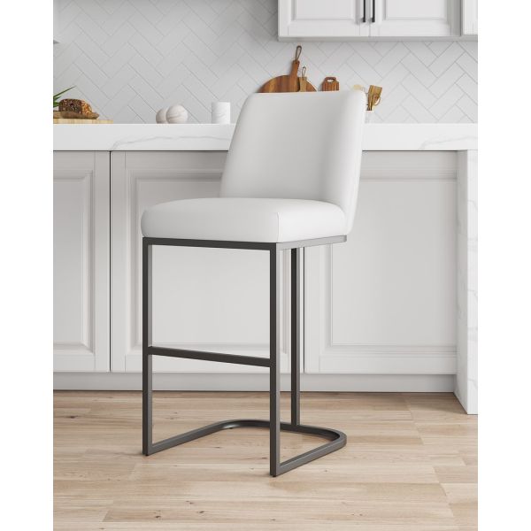 Serena Metal Upholstered Barstool in White