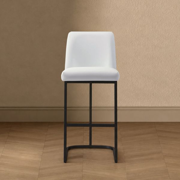 Serena Metal Upholstered Barstool in White
