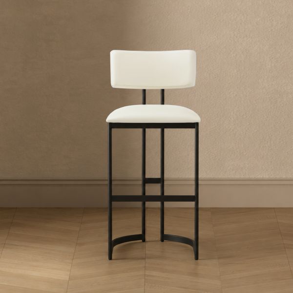 Juno Metal Barstool in Ivory