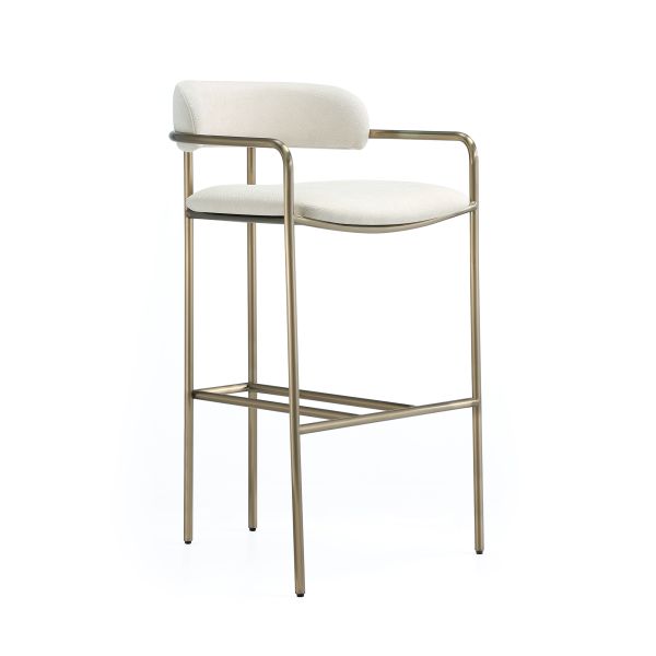 Serene Metal Upholstered Barstool in Alabaster 
