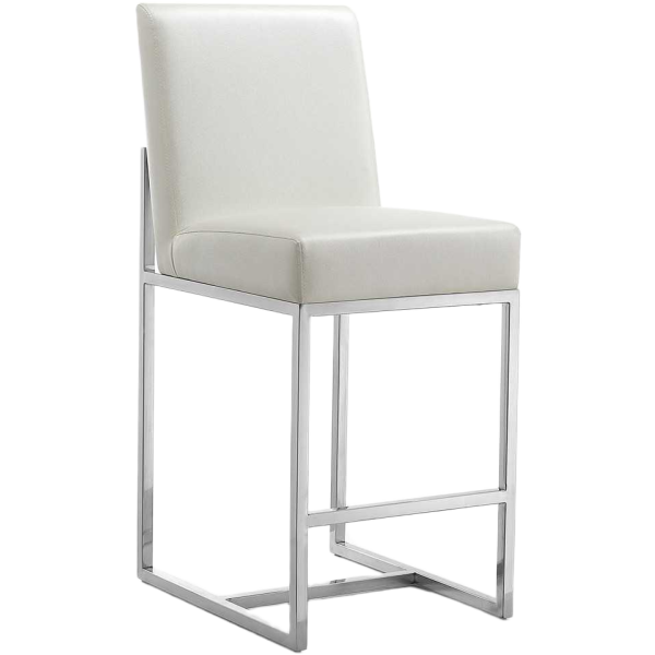 Element Metal Upholstered Counter Stool in Pearl White