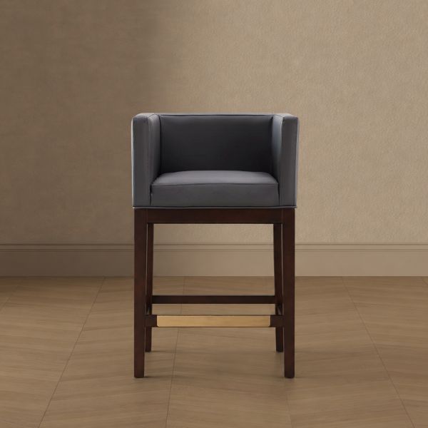 Kingsley Wood Upholstered Counter Stool in Weathered Grey