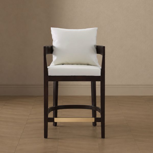 Ritz Wood Upholstered Counter Stool in Ivory