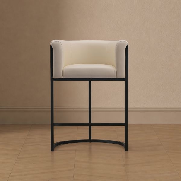 Cosmopolitan Metal Upholstered Counter Stool in Cream