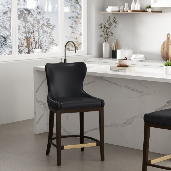 Blair Wood Upholstered Counter Stool in Black