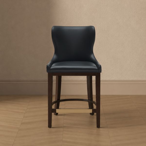 Blair Wood Upholstered Counter Stool in Black