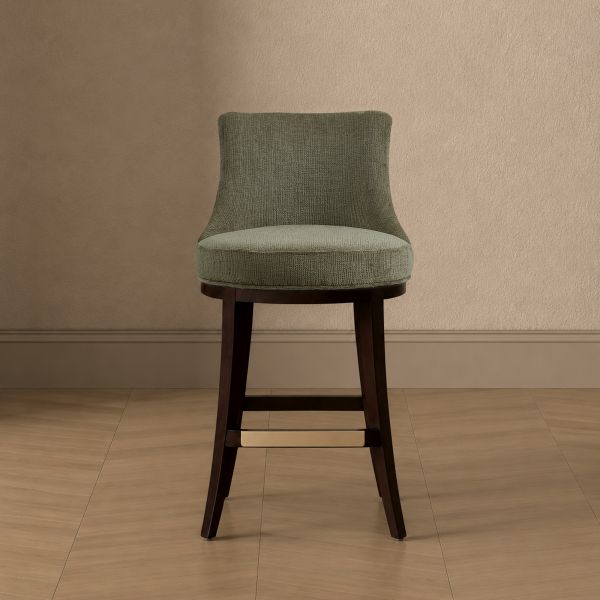 Lucia Wood Chenille Counter Stool in Leaf Green
