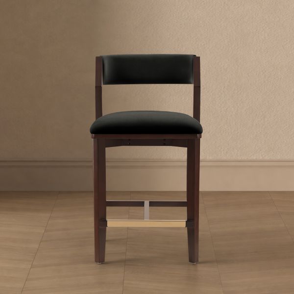 Patricia Wood Upholstered Counter Stool in Black
