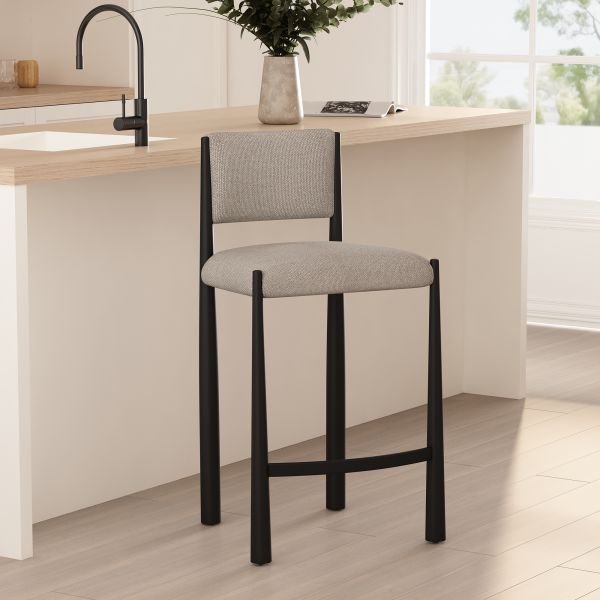 Lennor Metal Boucle Counter Stool in Champagne