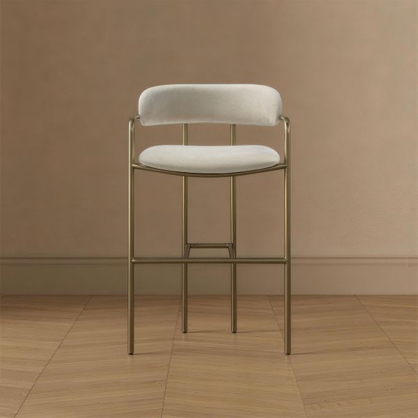 Serene Metal Upholstered Counter Stool in Alabaster 