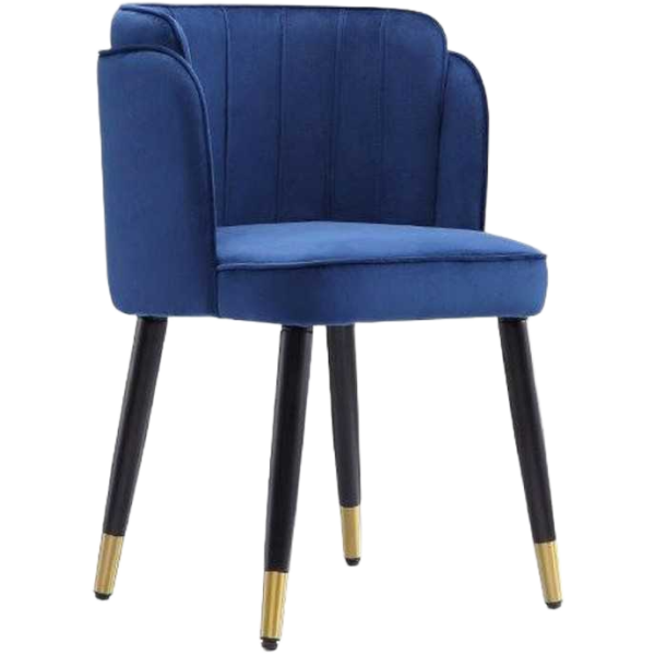 Zephyr Wood Velvet Accent Chair in Blue
