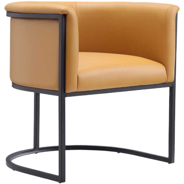 Cosmopolitan Metal Vegan Leather Accent Chair in Camel