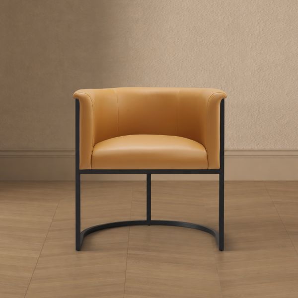 Cosmopolitan Metal Vegan Leather Accent Chair in Camel