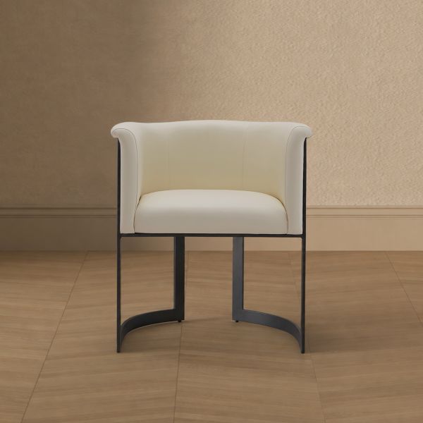 Corso Metal Vegan Leather Accent Chair in Cream
