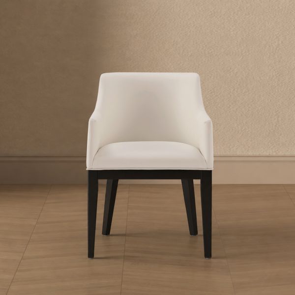 Gansevoort Wood Vegan Leather Armchair in Ivory
