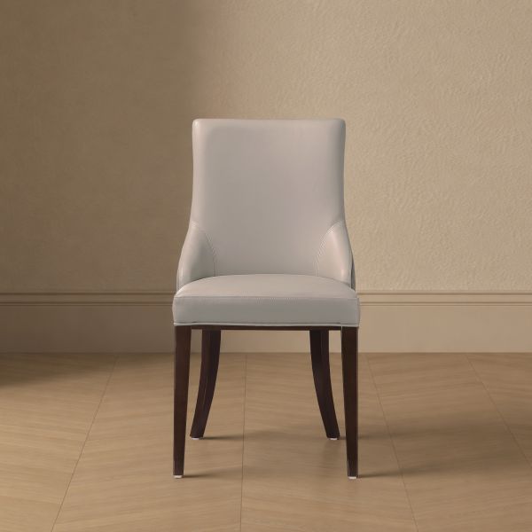 Shubert Vegan Leather and Velvet Dining Chair in Light Grey - Set of 2