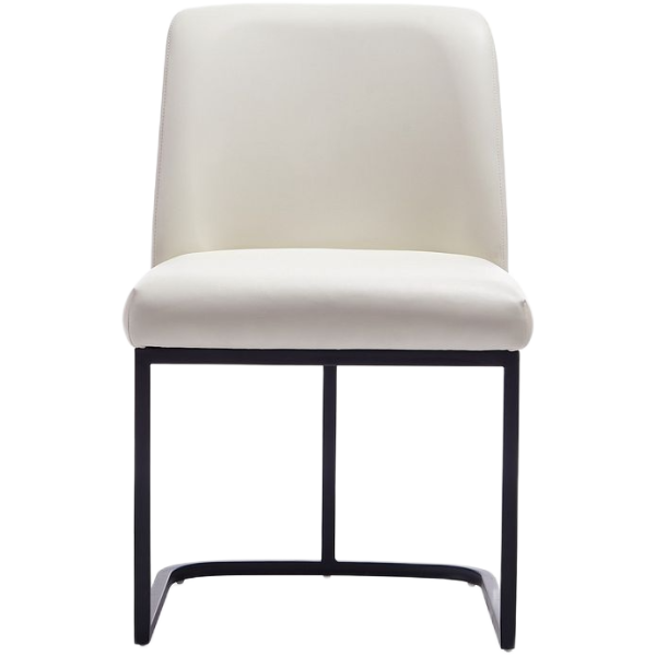 Serena Metal Vegan Leather Dining Chair in Ivory