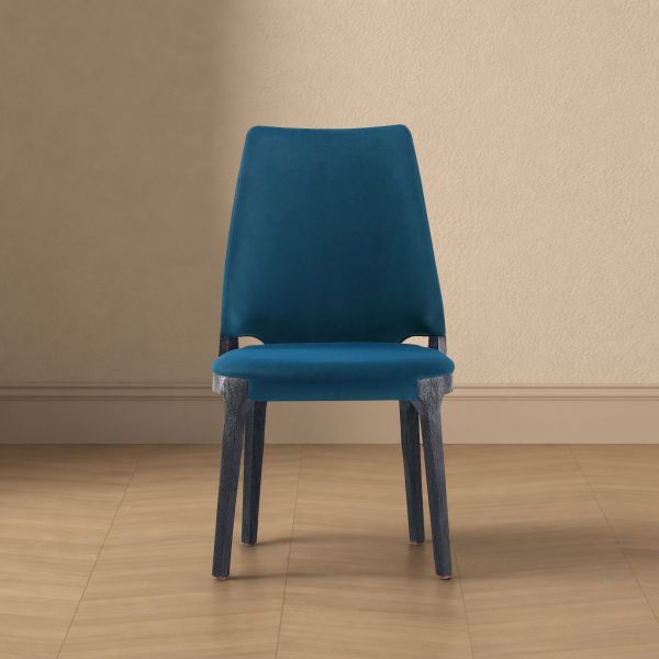 Kara Wood Upholstered Dining Chair in Blue - Set of 2