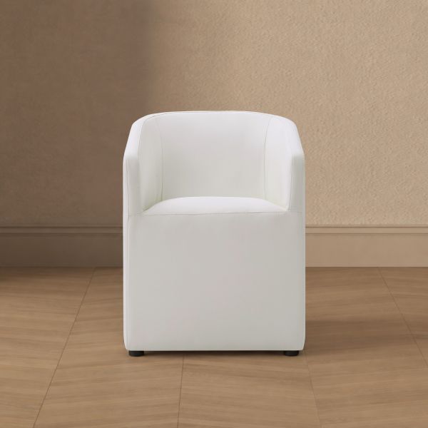 Anna Round Vegan Leather Armchair in White