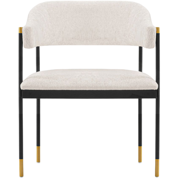 Lia Metal Chenille Armchair in Cream